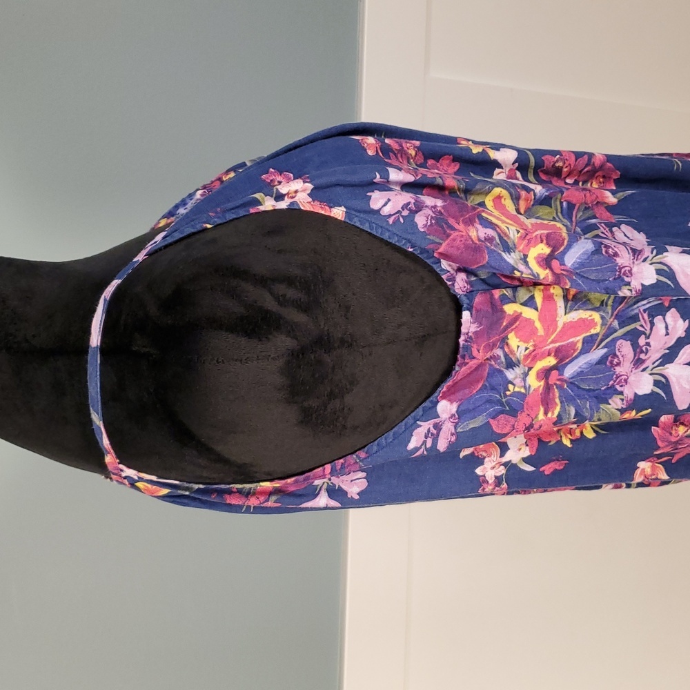 Tommy Bahama Blue Tropical Orchids Floral Linen Dress L - Picture 8 of 14